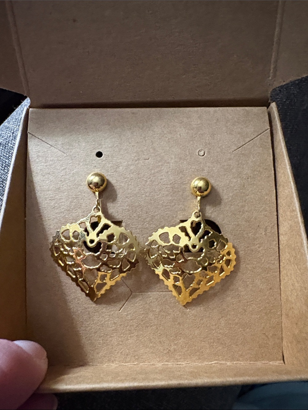 Gold Heart Filigree Drop Earrings - Women Jewelry